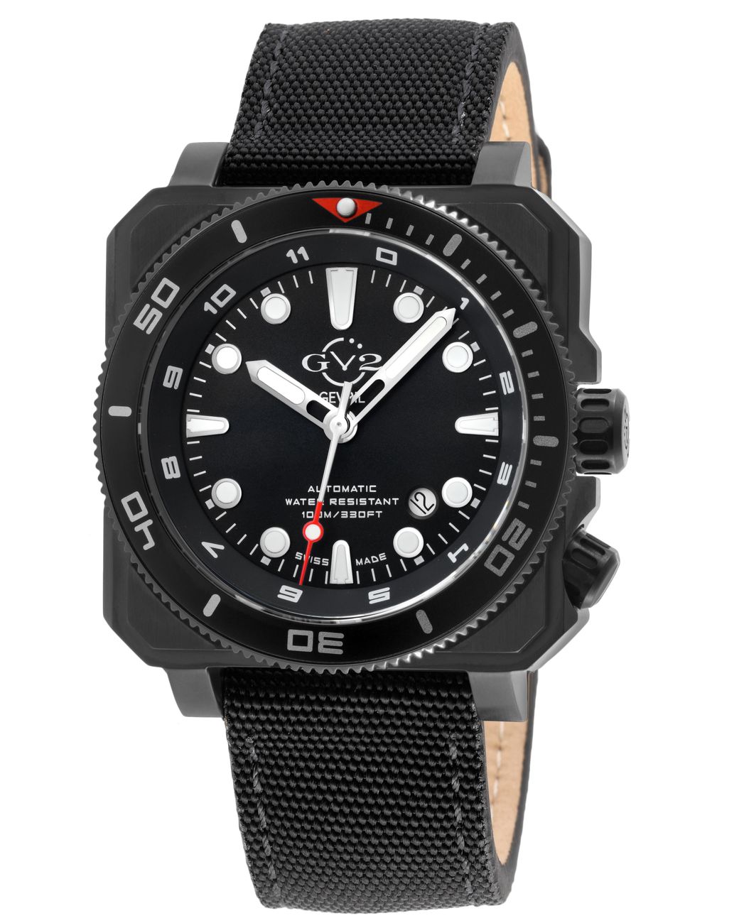 Gv2 Black Xo Submarine Sellita Sw220 Swiss Automatic Dial, Genuine Canvas Watch for men