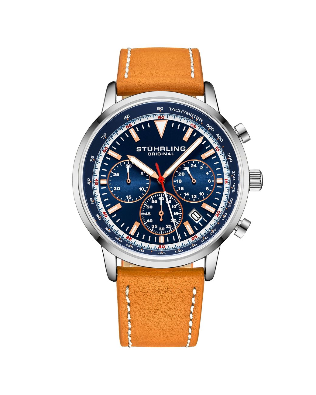 Stuhrling Blue Monaco Chronograph With Tachymeter Quartz 3986L 44Mm Watch for men
