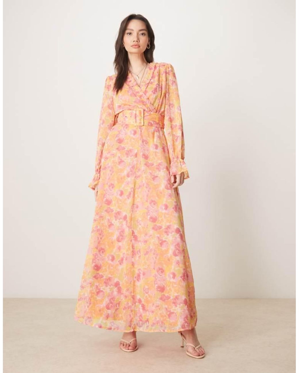 Vila Pink Chiffon Wrap Maxi Dress