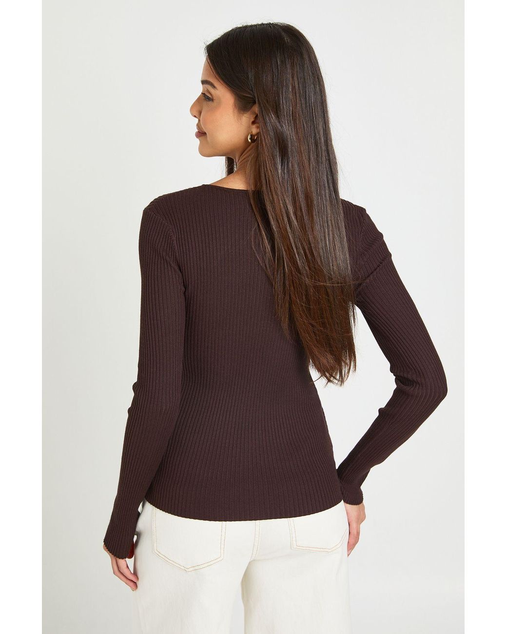 Boohoo Brown Soft Knit Rib Cardigan