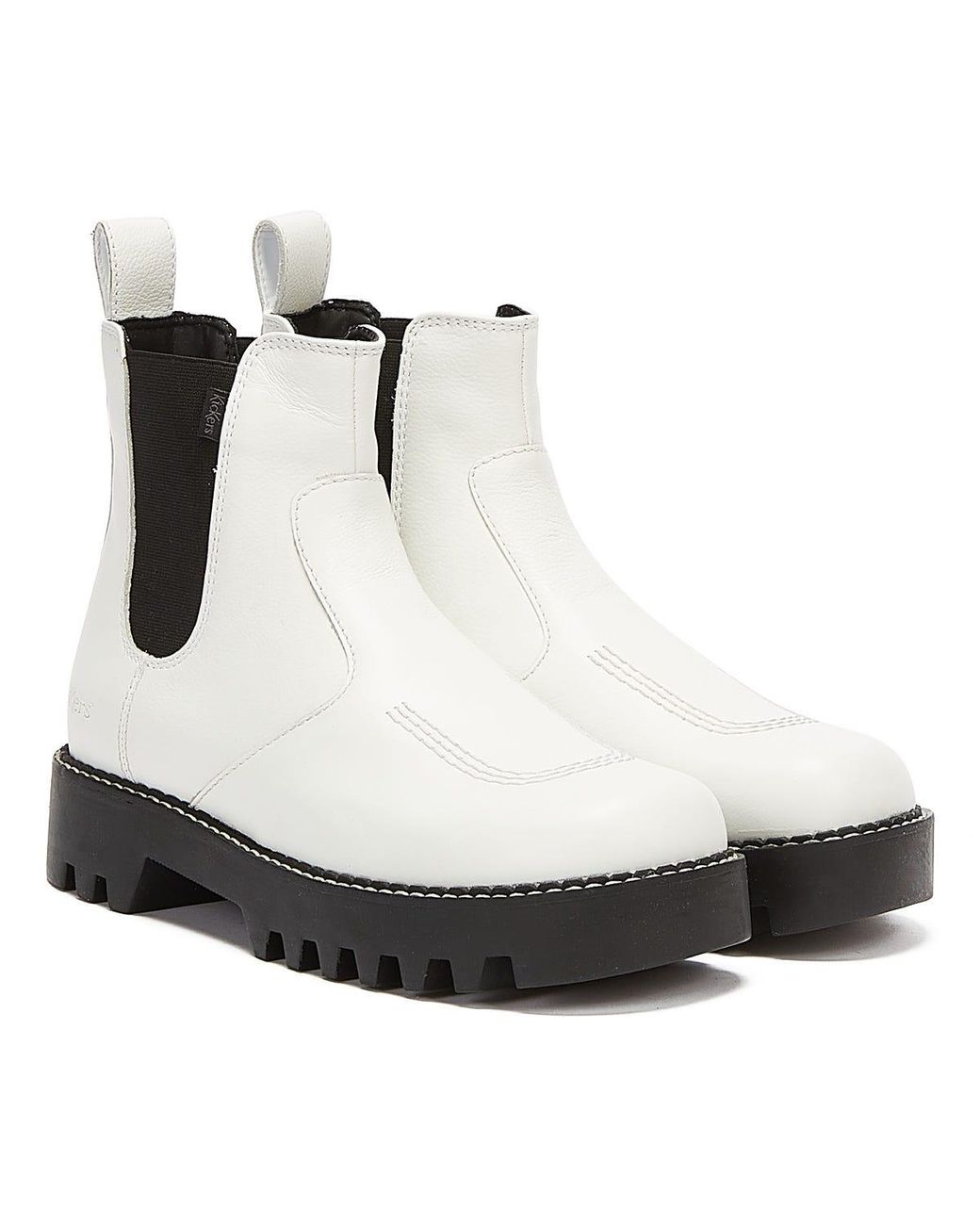 Kickers White Kizziie Chelz Boots Leather