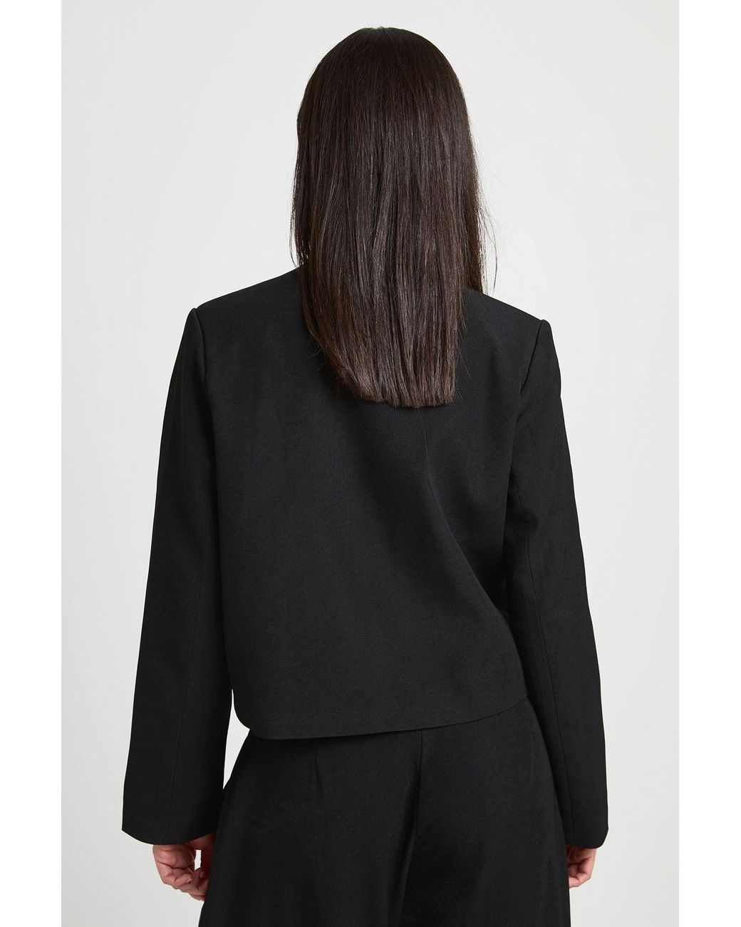 Boohoo Black High Neck Curved Boxy Blazer
