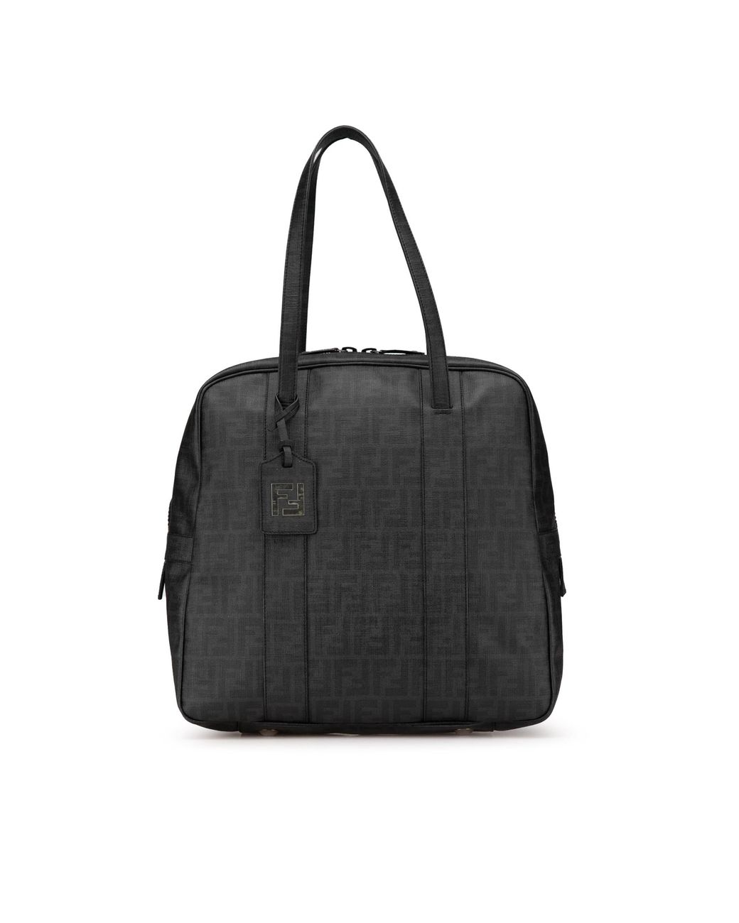 Fendi Black Structured Tote Bag With Zip Closure