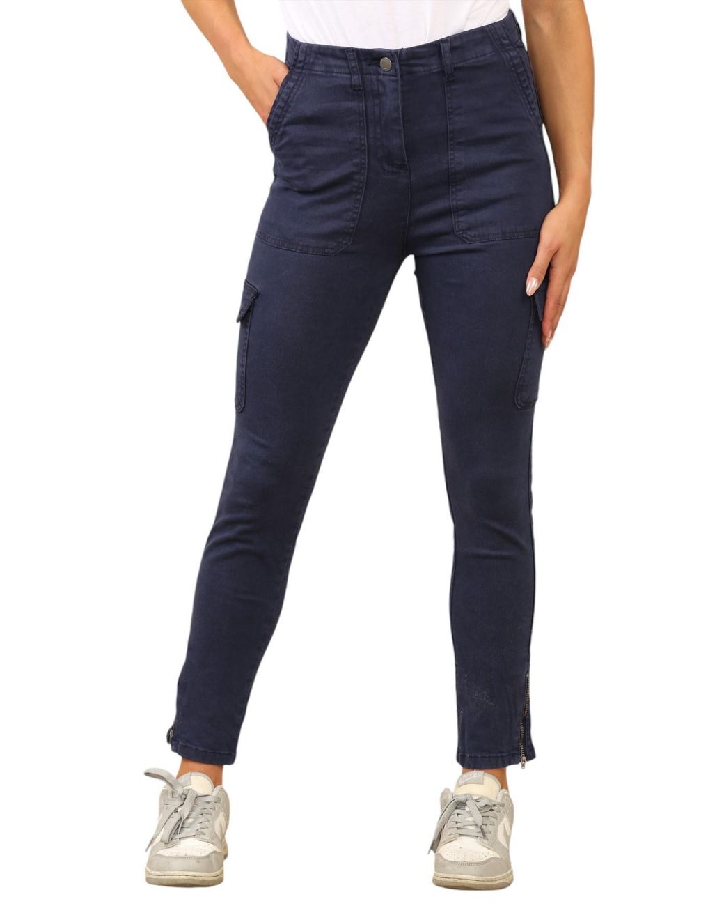 MYT Blue Cargo Chino Ankle Grazer Trousers