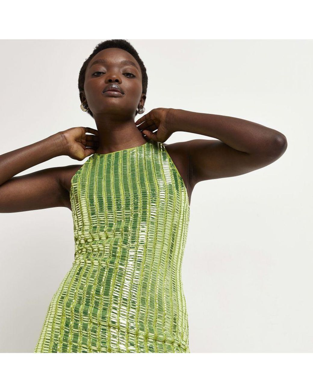 River Island Mini Bodycon Dress Lime Green Sequin Lyst UK