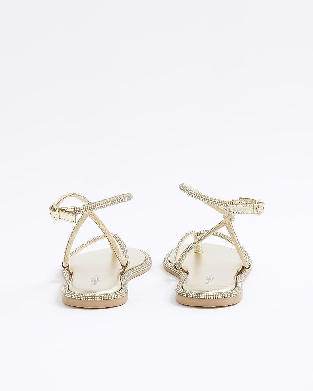 River Island White Sandals Embellished Twist Strappy Leather