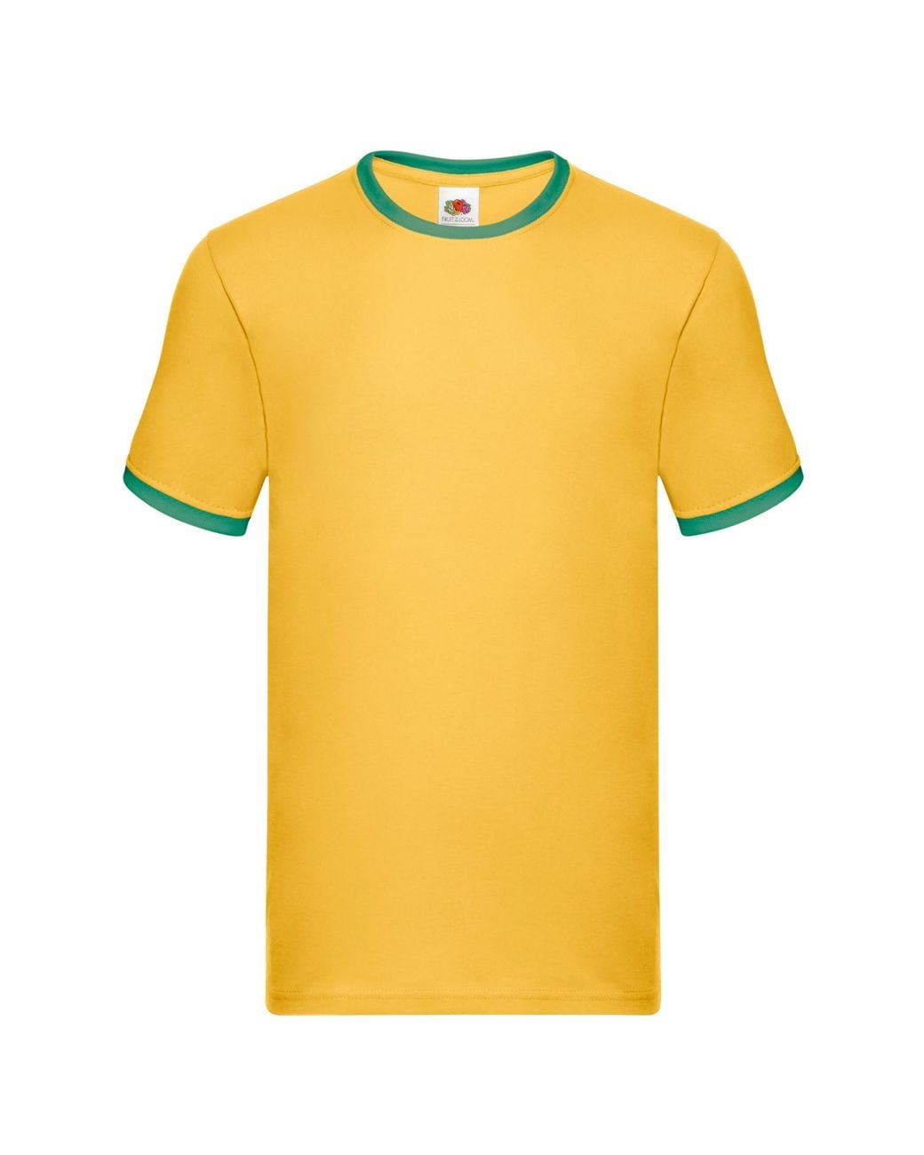 Fruit Of The Loom Yellow Ringer Contrast T-Shirt (Sunflower/Kelly) for men