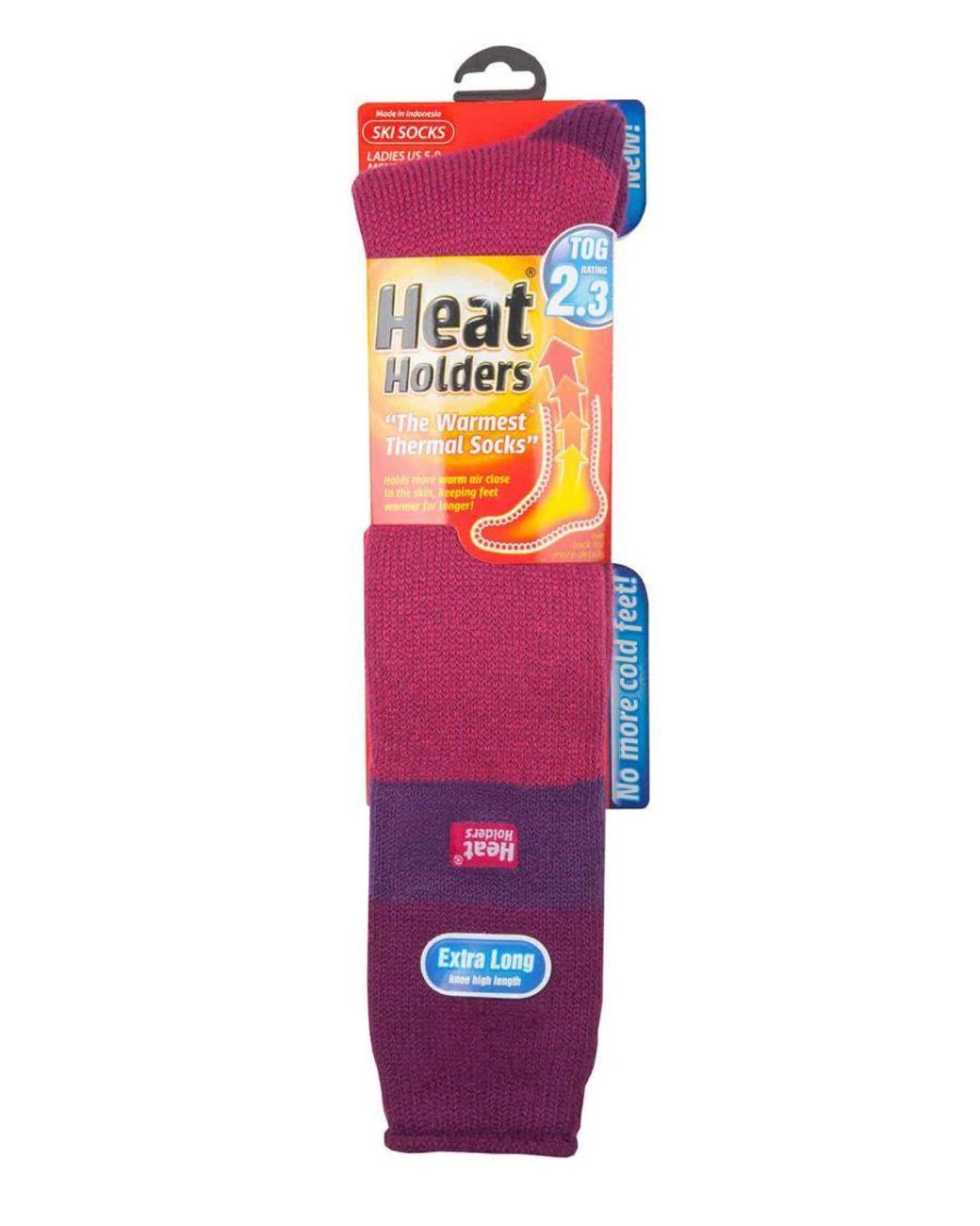 Heat Holders Red Ladies 2.3 Tog Extra Long Knee High Skiing Thermal Ski Socks