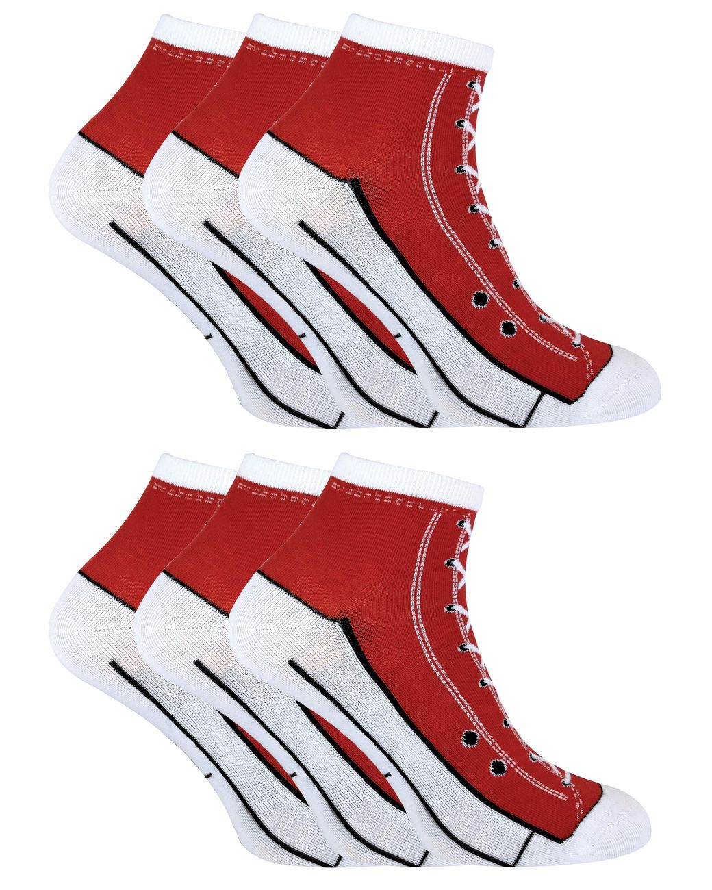 Sock Snob Red 6 Pair Multipack Socks That Look Like Shoes