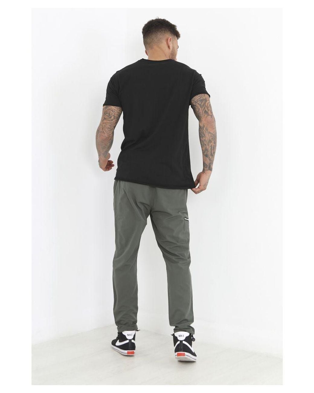 Brave Soul Black 'Baker' Elasticated Waist Utility Trousers for men