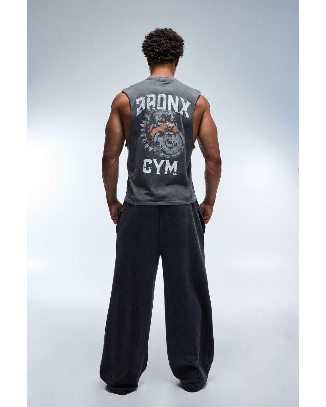 BoohooMAN Gray Bronx Gym Washed Regular Fit Tank for men