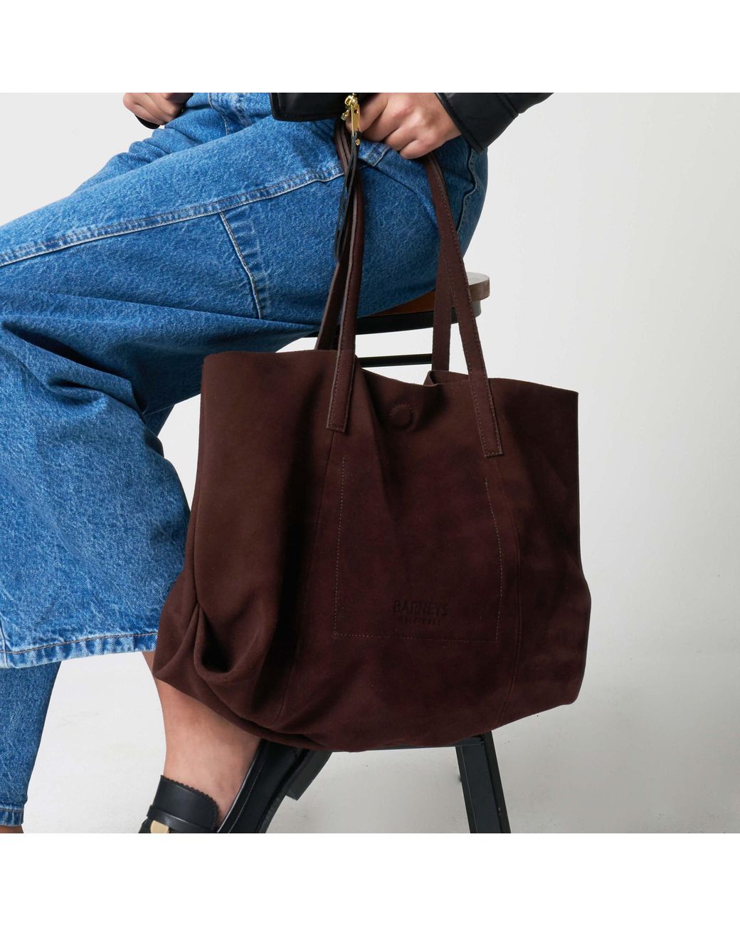 Barney's Originals Blue Real Suede Tote Bag