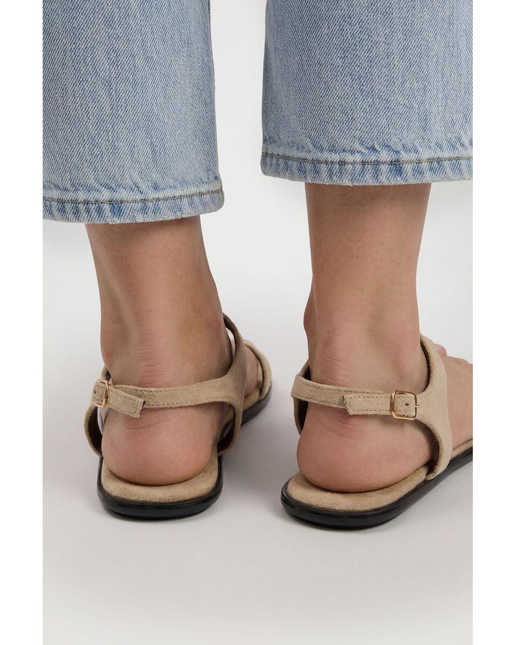 Boohoo Blue Faux Suede Toe Post Detail Sandals
