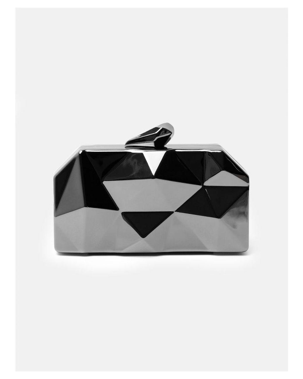 Where's That From Black Melanie Geometric Pattern Clutch Bag