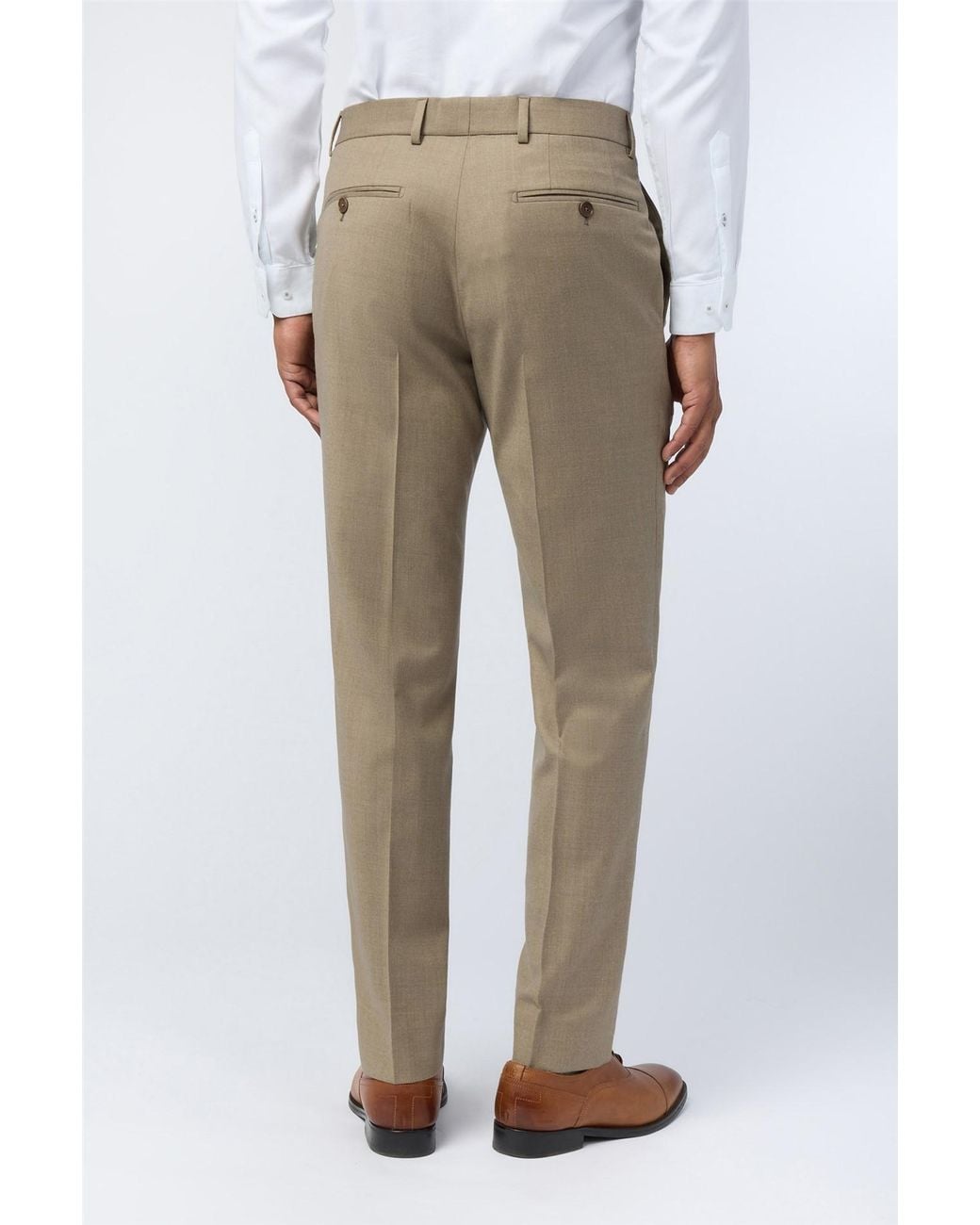 Ted Baker Natural Flat Fronted Slim Fit Suit Trousers for men