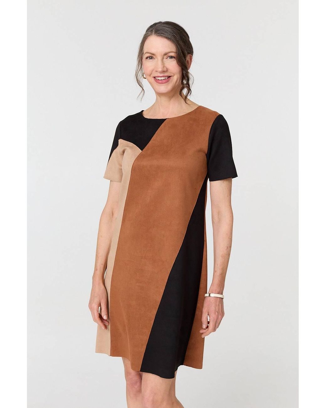 Izabel London Black Colour Block Short Sleeve Midi Dress