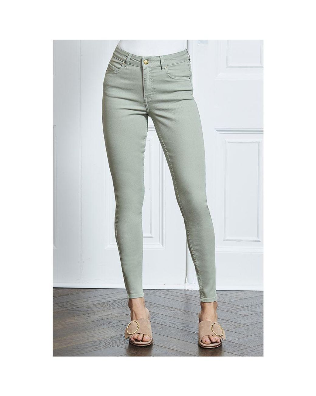 Sosandar White Sage Perfect Skinny Jeans Denim