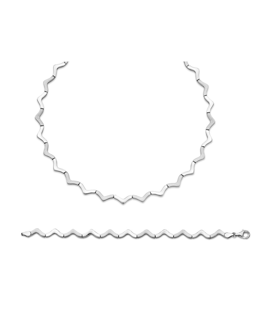 Orphelia Black 925 Sterling Set: Chain + Bracelet