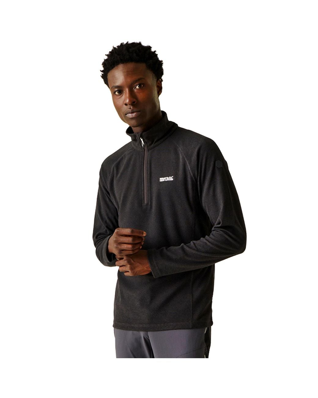 Regatta Black Montes Lightweight 1/2 Zip Mini Stripe Outdoor Fleece Pullover for men