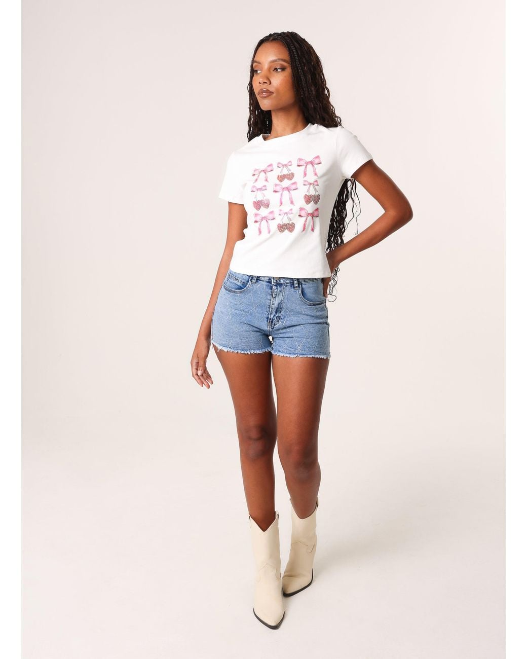 Pink Vanilla Blue Cap Sleeve Lace Trim Top