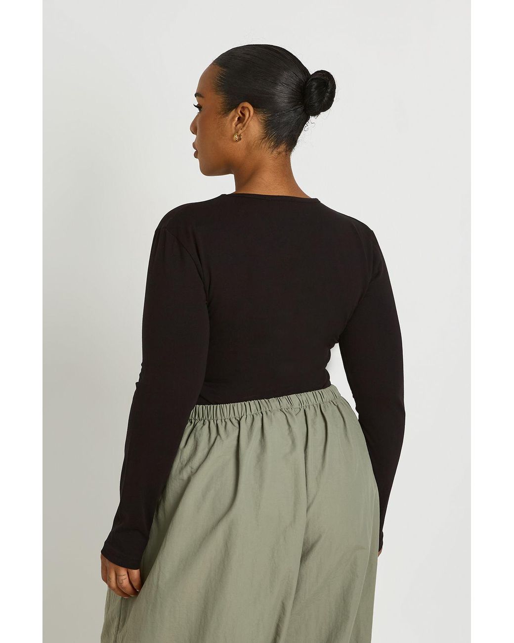 Boohoo Black Plus Basic Long Sleeve Crew Neck Bodysuit