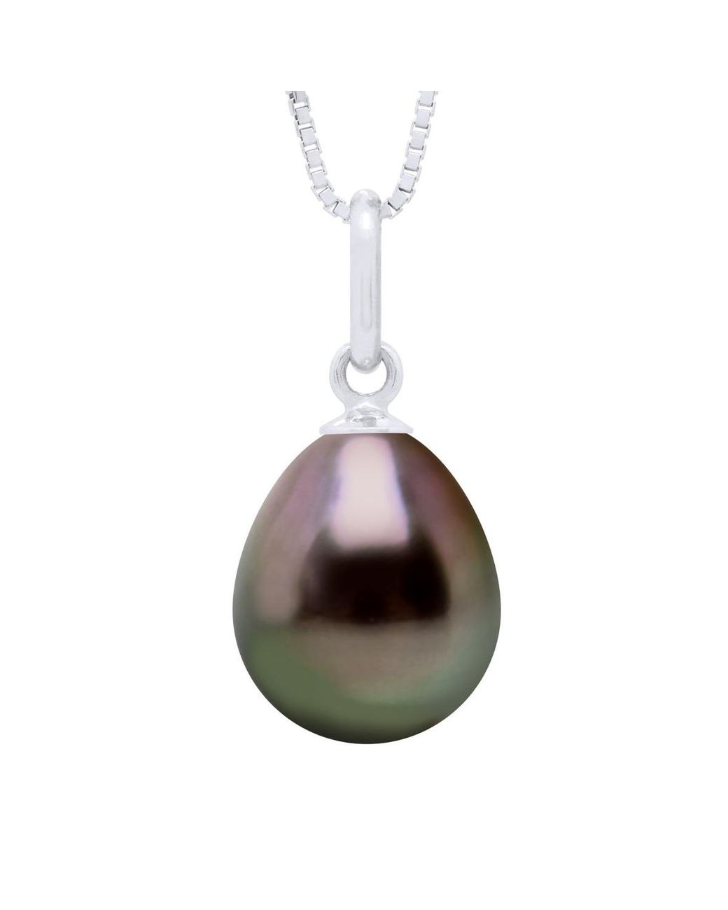 Ateliers Saint Germain Brown Pendant Articulated Thread 375 And Real Cultured Tahiti Pearl Pear 9-10 Mm