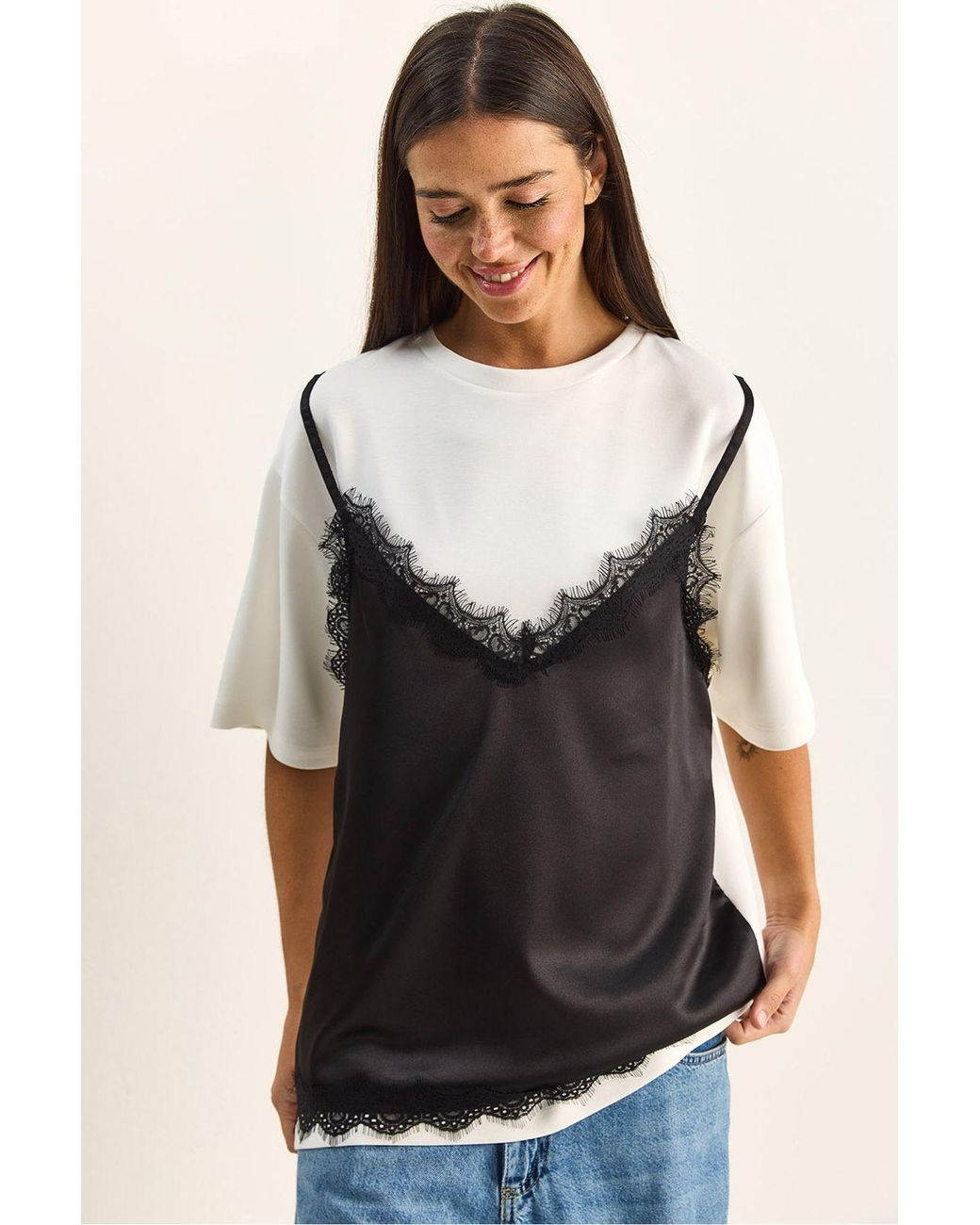 Bianco Lucci Black Elastane T-Shirt