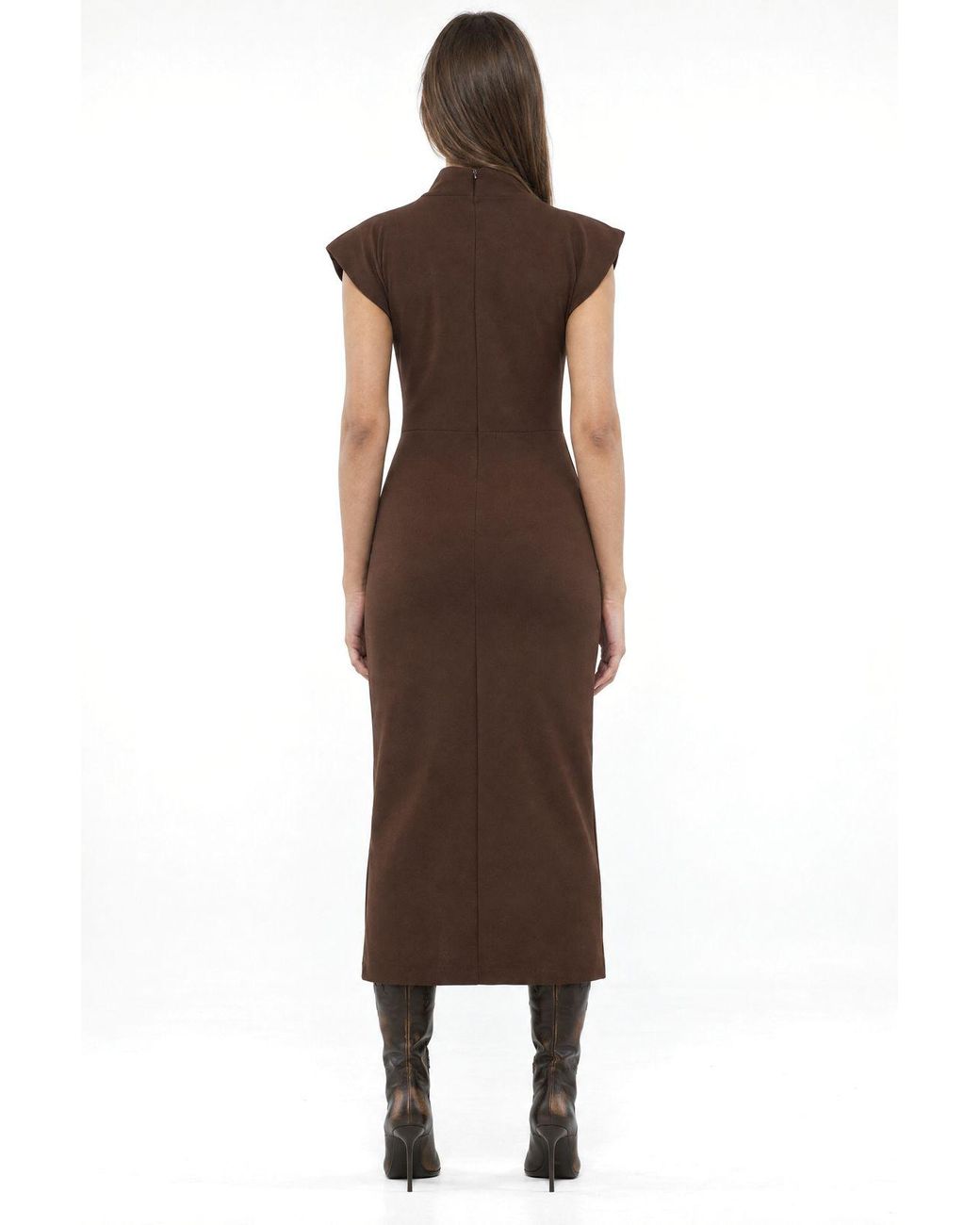 Busem Brown Half Turtleneck Midi Dress