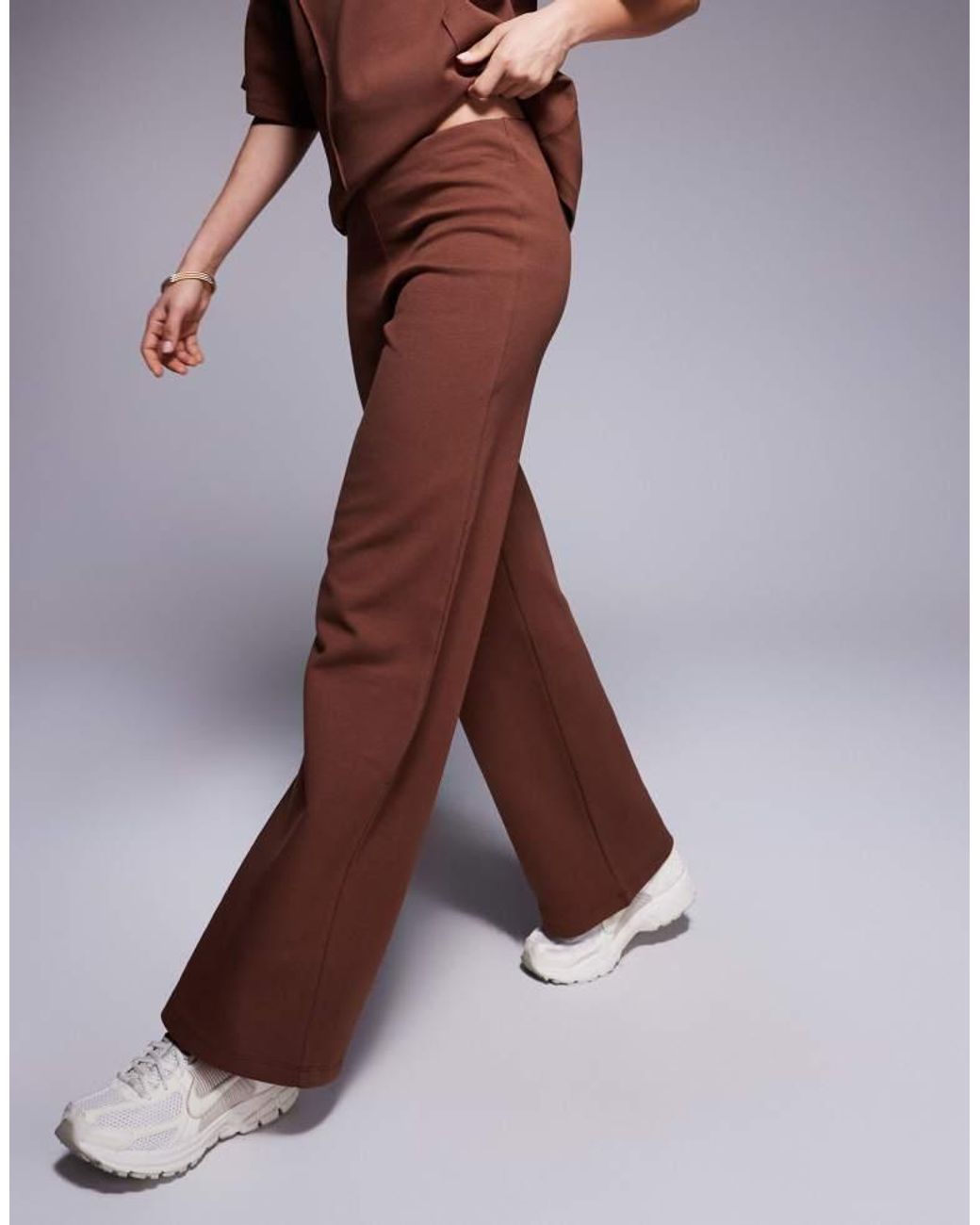 ASOS Purple Interlock Wide Leg Trousers Co Ord