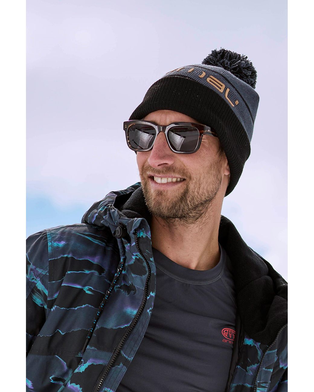 Mountain Warehouse Black 'Dylan' Ski Pom Pom Beanie Borg Lined Warm Cosy Winter Hat Polyamide for men