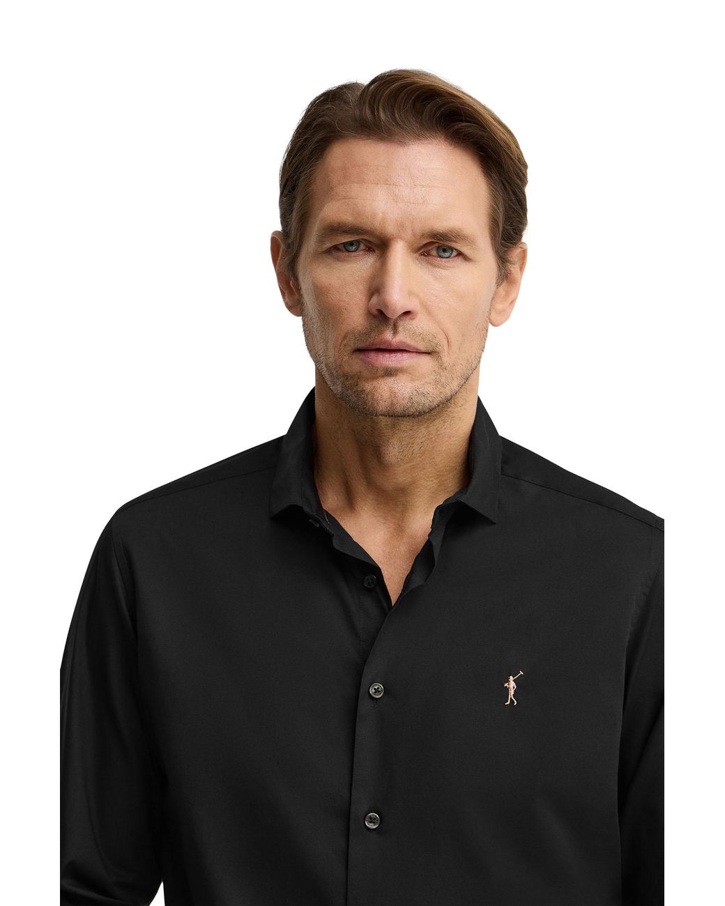 POLO CLUB Black Long Sleeve Slim Fit Shirt Shirt-L-S22 for men