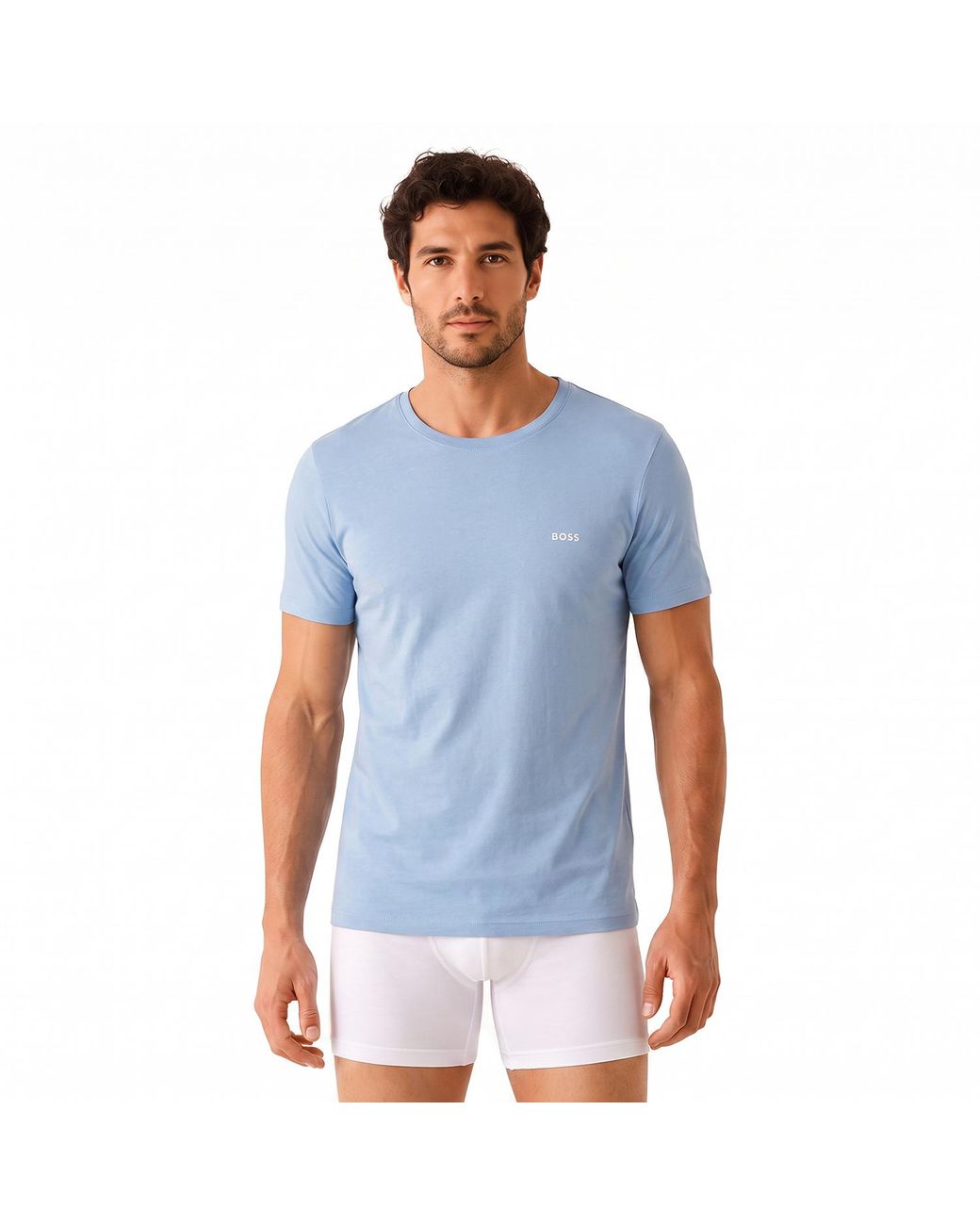 Boss Blue Pack Of 3 Short Sleeve Undershirts 50532811 for men
