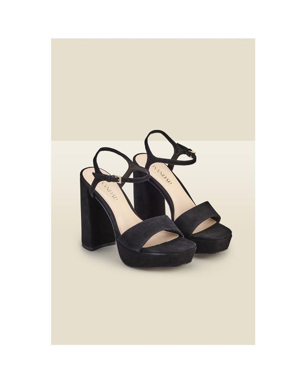 Sosandar Natural Arabella Suede Platform With Block Heel