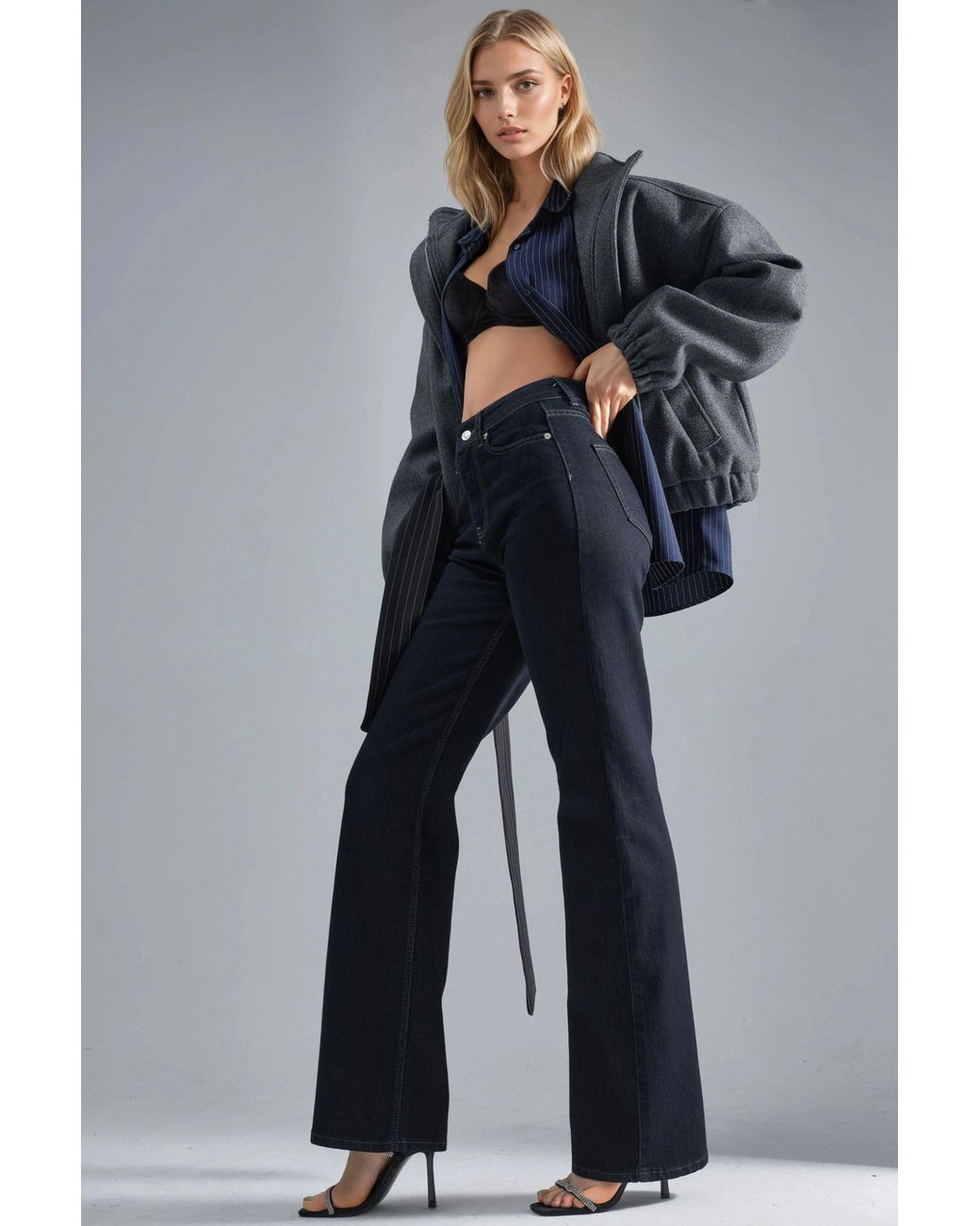 Hiccup Blue Squalo High Waist Straight Leg Denim Jeans