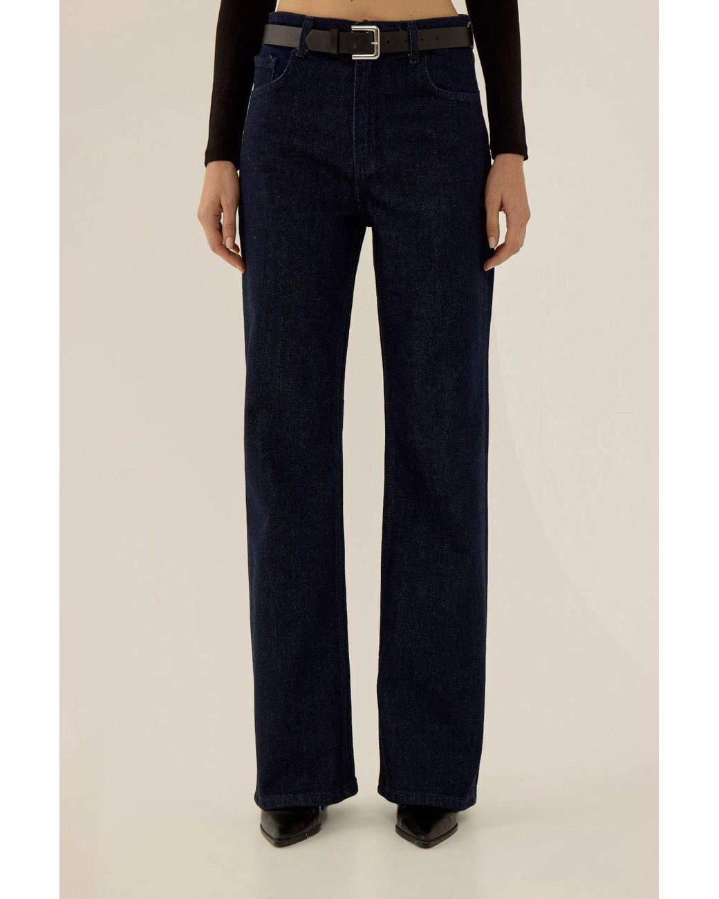 Hiccup Blue High Waist Straight Fit Denim Jeans