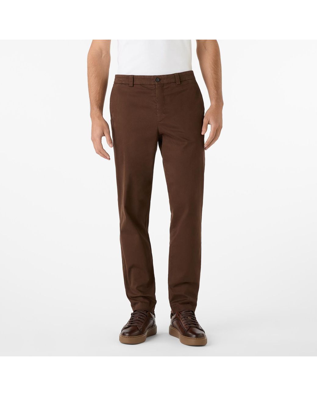 Oliver Sweeney Brown Garment Dyed Cotton Chinos for men