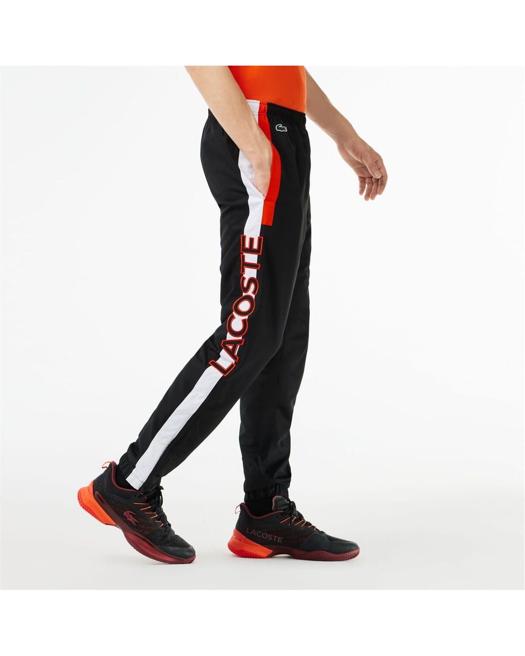 Lacoste Orange Solid Patterned Slim Joggers for men
