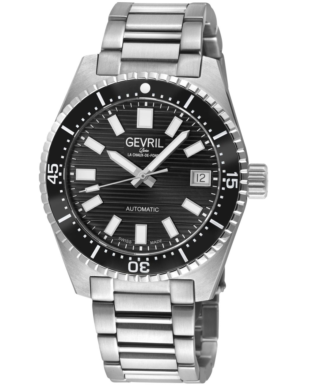 Gevril Gray Atlantic Avenue 316L Stainless Steel Case, Ceramic Bezel, Embossed Dial, Bracelet for men