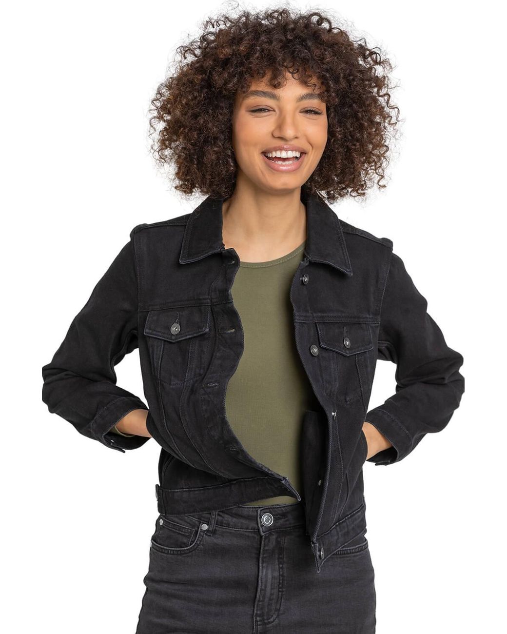 Roman Black Classic Cotton Denim Jacket