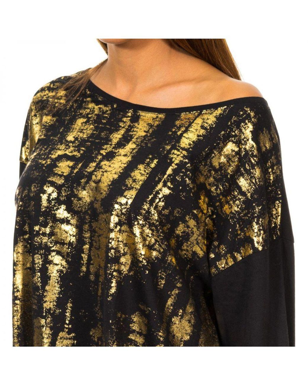 Met Black Boat Neck Long Sleeve T-Shirt 10Dml0437