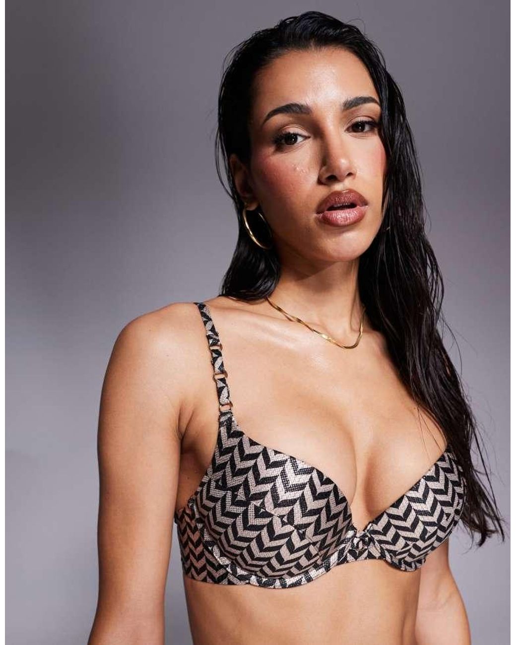 Boux Avenue Multicolor Chevron Print Boost Bikini Top