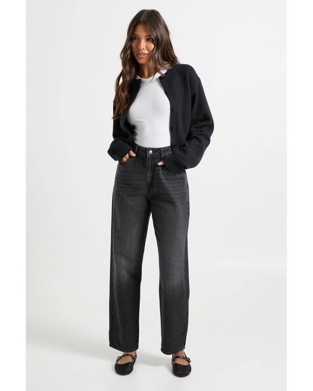 Boohoo Black Basics High Waist Mom Jean
