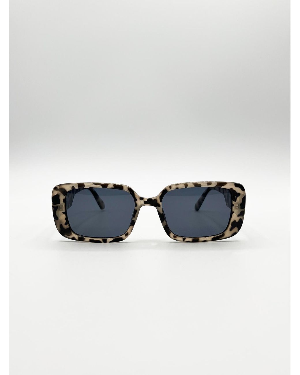 SVNX Blue Oversized Rectangle Sunglasses