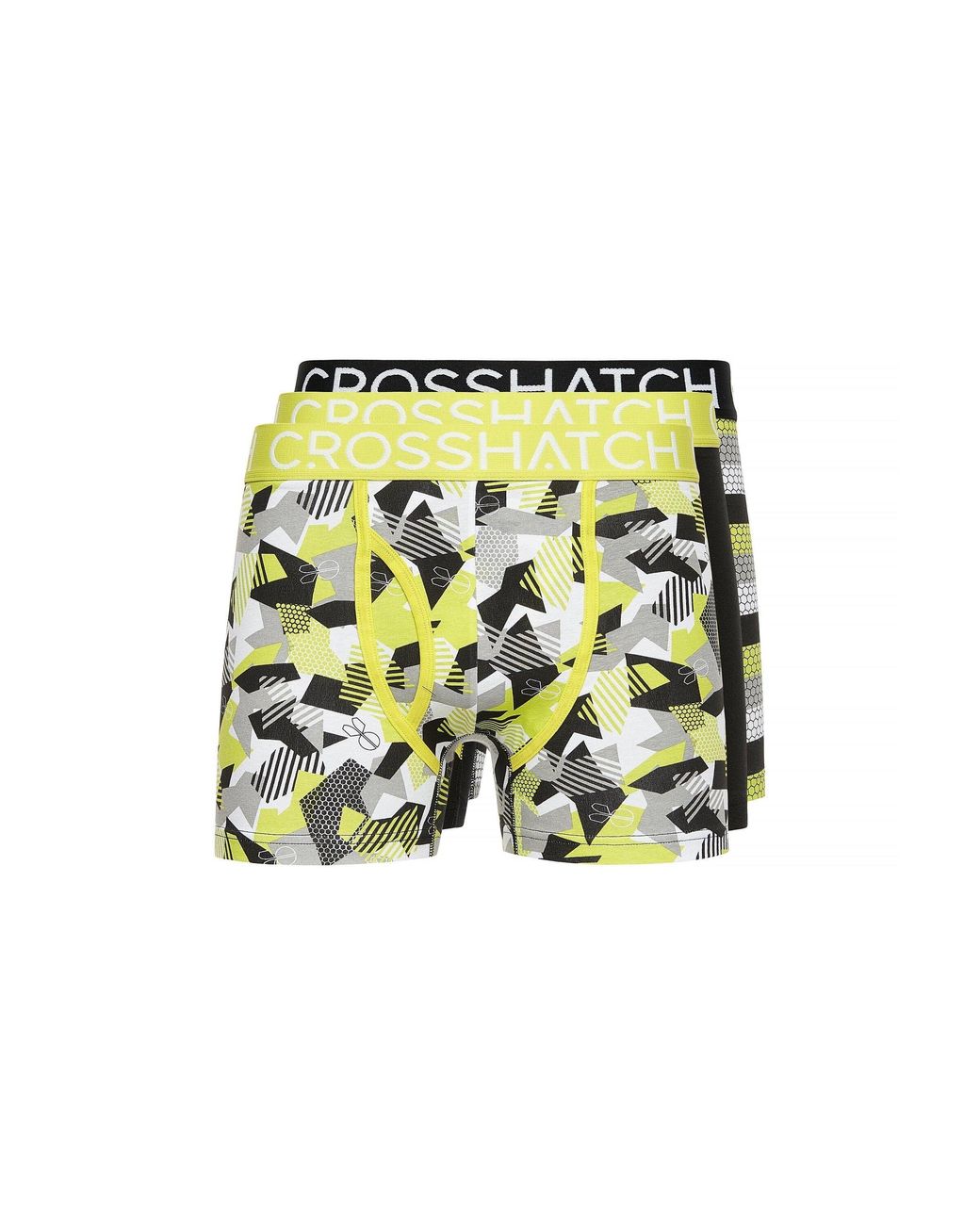 Crosshatch Yellow Crystaline Boxer Shorts (Pack Of 3) (Lime/ for men