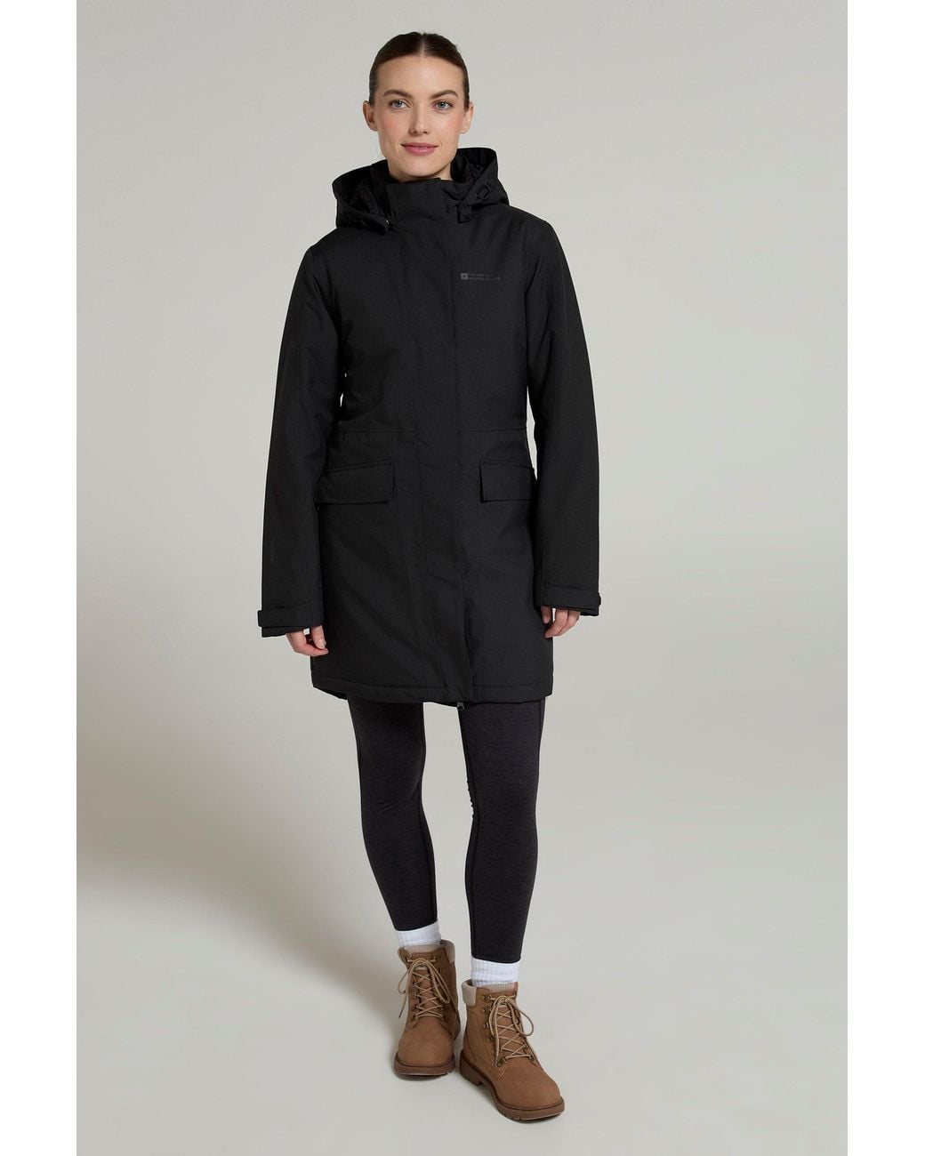 Mountain Warehouse Black 'Rain On' Padded Jacket Waterproof Breathable Hooded Rain Coat