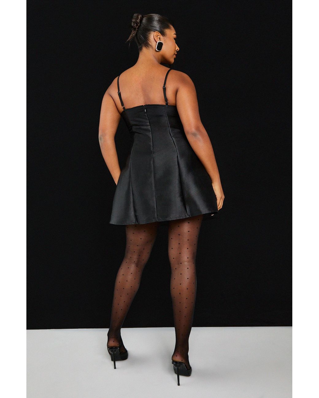 Boohoo Black Plus Strappy Bow Front Shift Dress