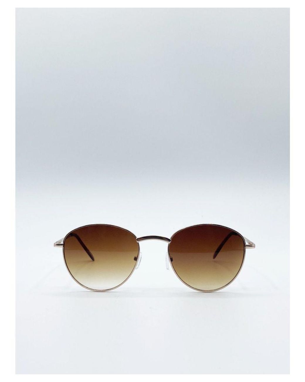 SVNX White Classic Round Metal Frame Sunglasses for men