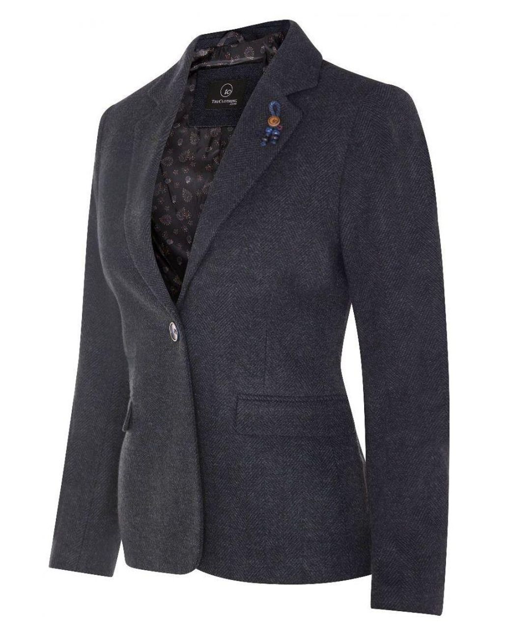 TruClothing Blue Tweed 1920S Herringbone Blazer Canvas