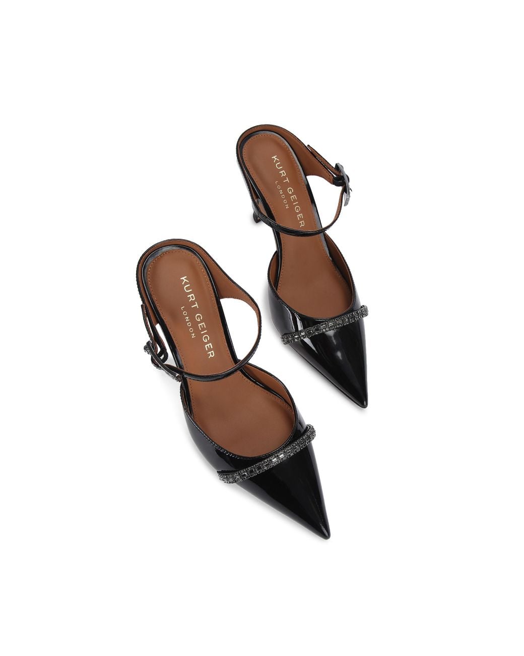 Kurt Geiger Black Strass Point Mule Heels