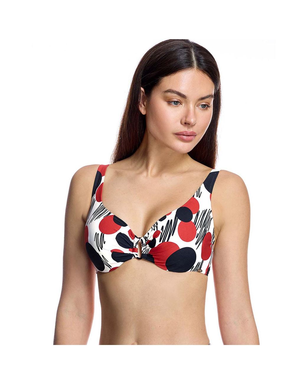 Ory Red Slimming Bikini Top With V-Neck W260832